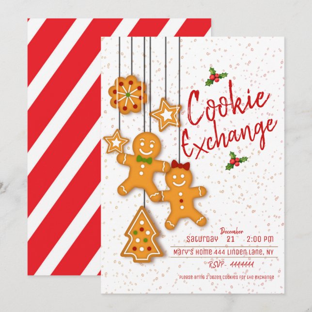 Helgdag Cookie Exchange Party Inbjudningar (Fram/baksida)