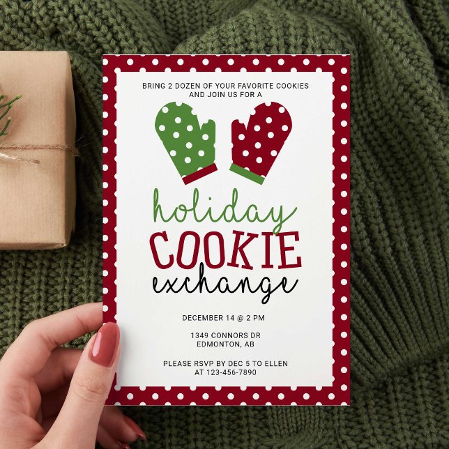 Helgdag Cookie Exchange Party jul Oven Mitts Inbjudningar (Skapare uppladdad)
