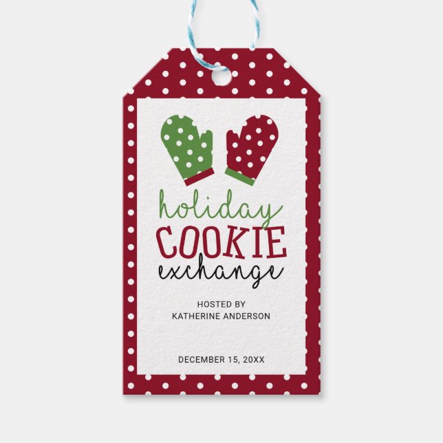 Helgdag Cookie Exchange Party jul Oven Mitts Presentetikett (Framsidan)