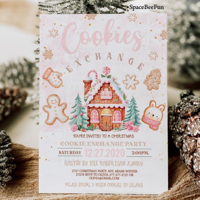 Helgdag cookie-inbjudan till julcookie inbjudningar (Christmas cookie exchange invitation Holiday cookie exchange party Personalize Cookie swap Christmas)