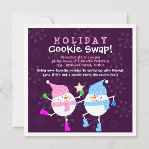Helgdag Cookie Swap Lycklig Snögubbars-inbjudan Inbjudningar