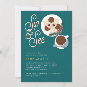 Helgdag Cookies & kaffe/te Sip & Se babydusch Inbjudningar