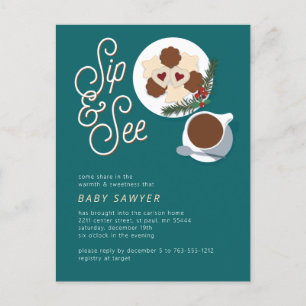 Helgdag Cookies & kaffe/te Sip & Se babydusch Vykort