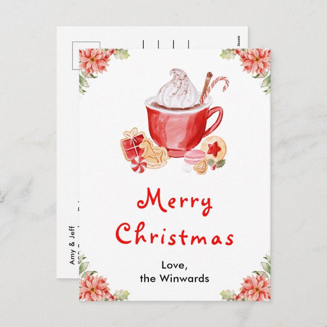 Helgdag Cookies och Cocoa Red God jul Helg Vykort (Fram/baksida)