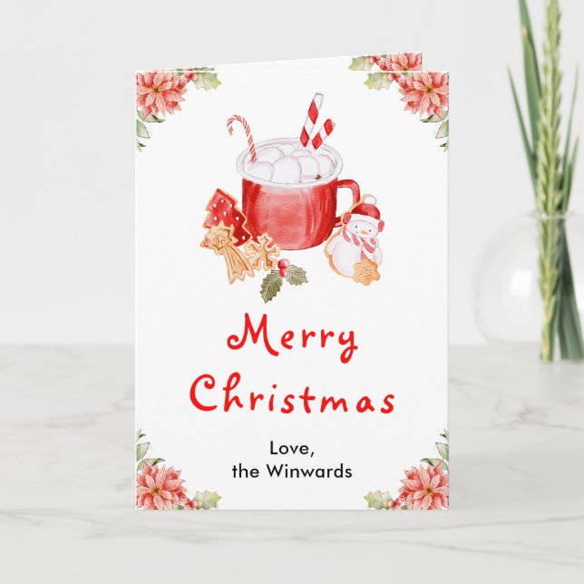 Helgdag Cookies och Cocoa Red God jul Helgkort (Framsida)