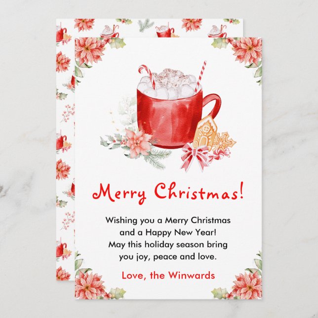 Helgdag Cookies och Cocoa Red God jul Julkort (Fram/baksida)