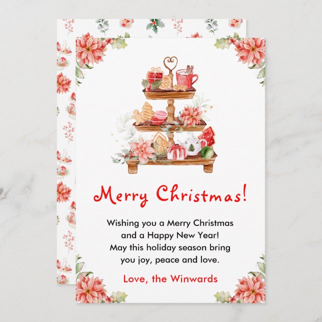 Helgdag Cookies och Cocoa Red God jul Julkort (Fram/baksida)