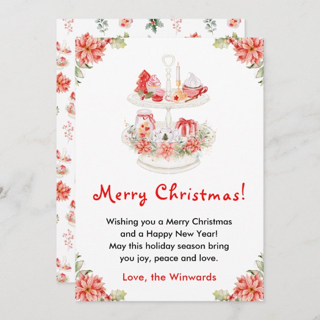 Helgdag Cookies och Cocoa Red God jul Julkort (Fram/baksida)