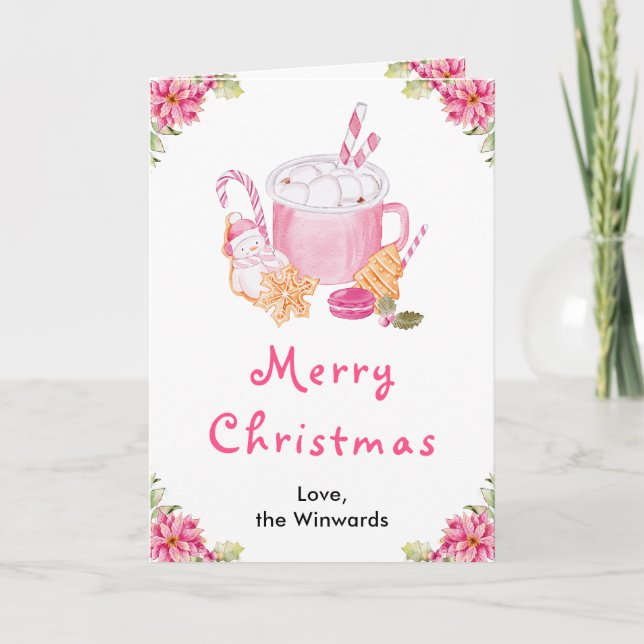 Helgdag Cookies Rosa God jul Helgkort (Framsida)