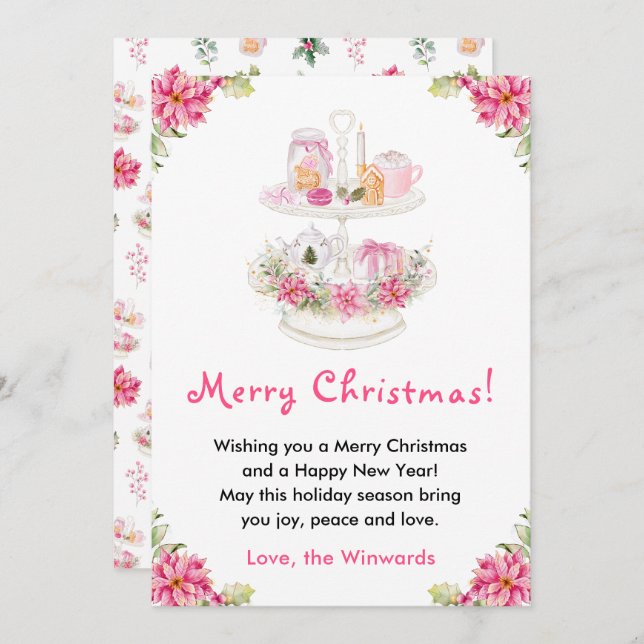 Helgdag Cookies Rosa God jul Julkort (Fram/baksida)