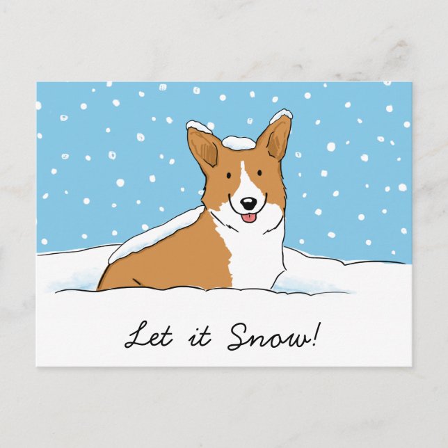 Helgdag Corgi| Låt det snöa Hund jul Helg Vykort (Framsida)