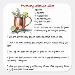 Helgdag Cranberry Moskva Mule Cocktail Recipe Fyrkantigt Klistermärke