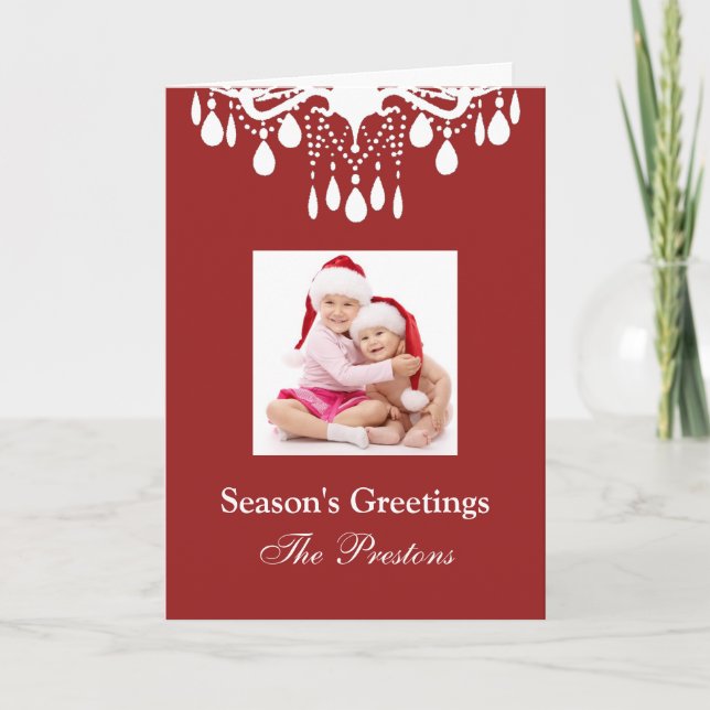 Helgdag Crystals (röd) Helgkort (Framsida)