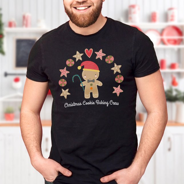 Helgdag Cute GingerBoy Cookie Baking Crew T Shirt (Skapare uppladdad)