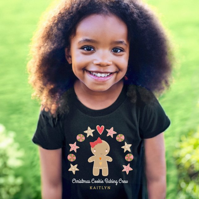 Helgdag Cute Gingertea Girl Cookie Baking Crew T Shirt (Skapare uppladdad)