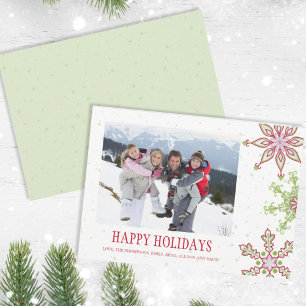 Helgdag Cute Snowflake Whimsical Colorful 1 Photo Julkort