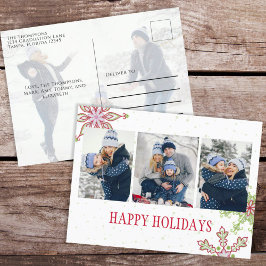 Helgdag Cute Snowflake Whimsical Colorful 4 Photo Helg Vykort