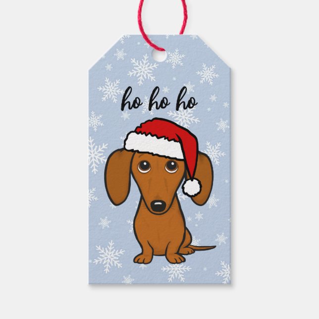Helgdag Dachshund Santa Cute JulWiener Hund Presentetikett (Framsidan)