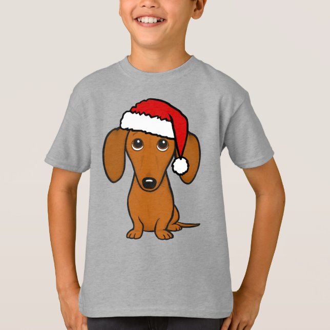 Helgdag Dachshund Santa Cute JulWiener Hund T Shirt (Framsida)