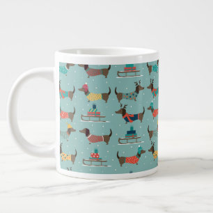 Helgdag Dachshunds med gåvor och leder Mönster Jumbo Mugg