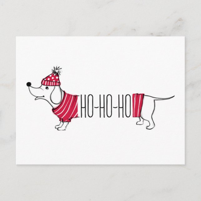 Helgdag Dachsund | Ho-Ho-Ho Vykort (Framsida)
