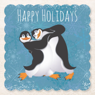 Helgdag Dancing Penguins Papper Underlägg