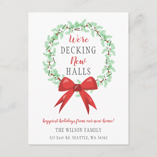 Helgdag Decting the New Halls Flytta Notice Vykort (Framsida)