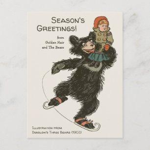 Helgdag Denslow's Three Bears Ice-Skating CC0887 Vykort