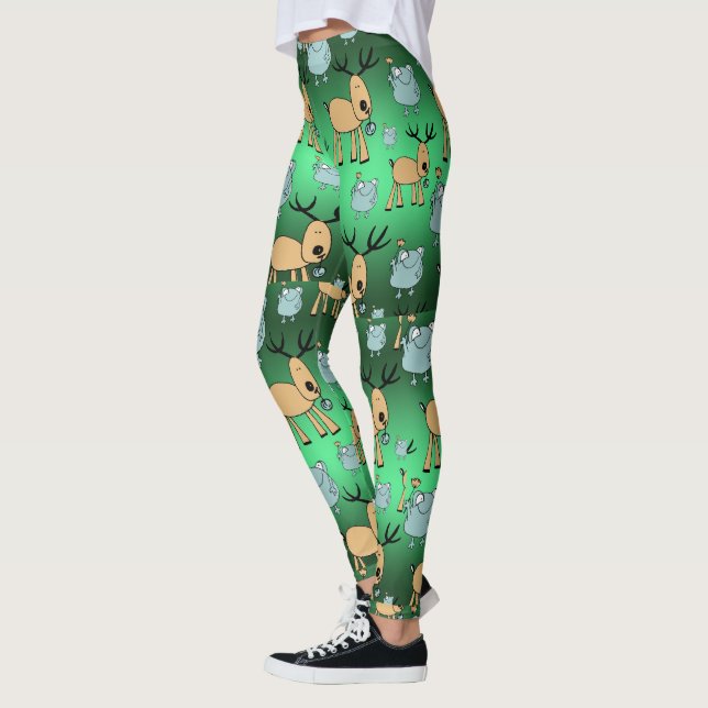 Helgdag Djurtäthet, Grönten Cute jul Leggings (Vänster)