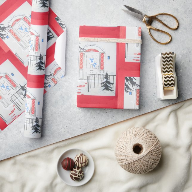 Helgdag Doorway Red Presentpapper (Hantverk)