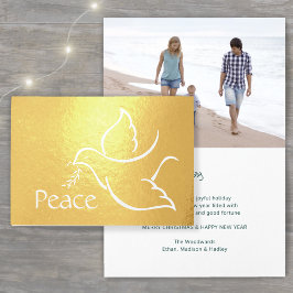 Helgdag Dove Elegant Peace Grönt Typography Photo Folierat Kort
