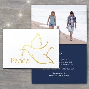 Helgdag Dove Elegant Peace Navy Blue Modern Photo Folierat Kort