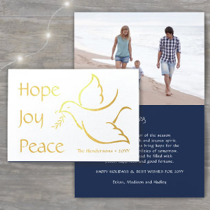 Helgdag Dove Hope Joy Peace Navy Blue Modern Photo Folierat Kort