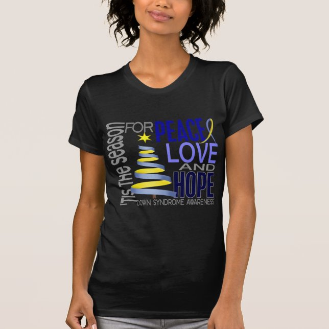 Helgdag Down Syndrome för jul för fredkärlekhopp T-shirt (Framsida)