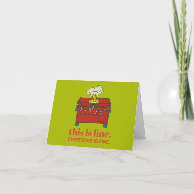 Helgdag Dumpster Fire Card - "Bra" Anteckningskort (Framsida)