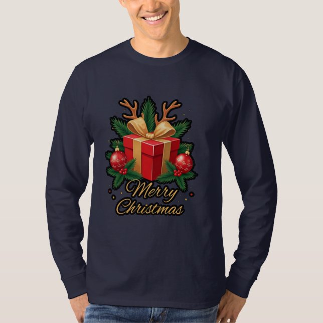 "Helgdag Elegance: Gifts, Träd & Reindeer Deligh T Shirt (Framsida)