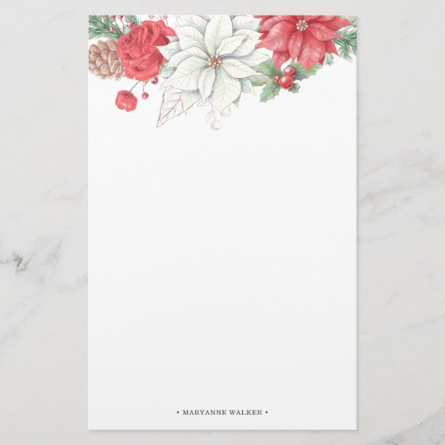 Helgdag Elegant Foliage Monogram Stationery Brevpapper (Framsida)