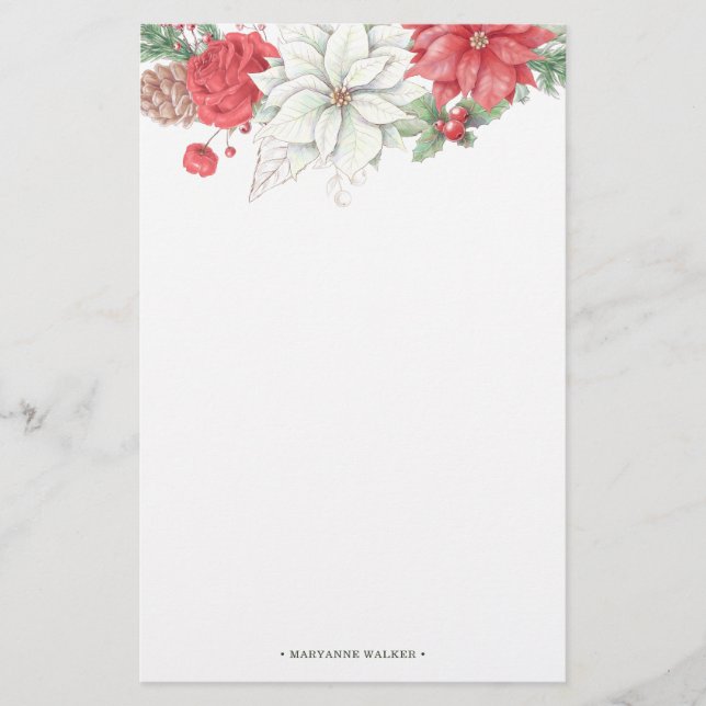 Helgdag Elegant Foliage Monogram Stationery Brevpapper (Framsida)