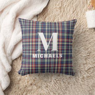 Helgdag Elegant Monogram Inledande marin blå papp Kudde