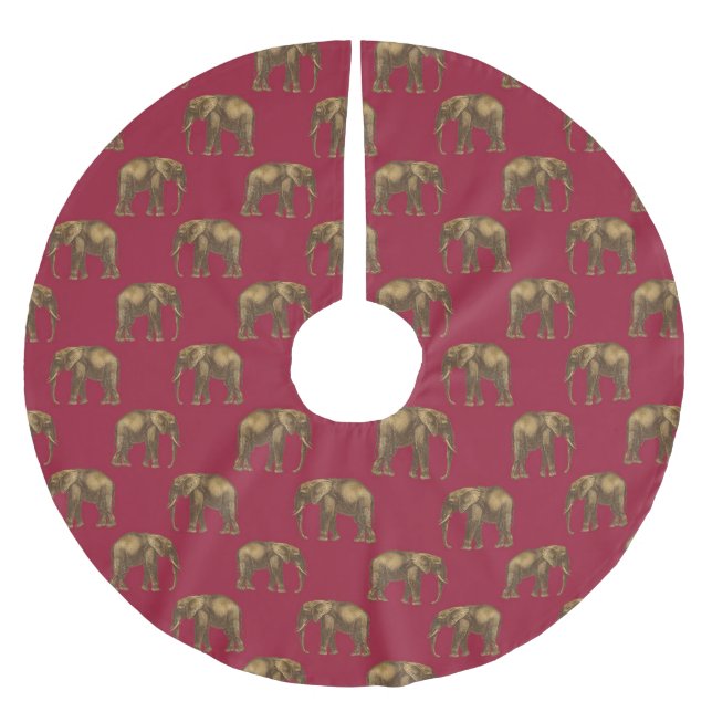 Helgdag Elegant Red Animal Elephant Julgransmatta Borstad Polyester (Framsidan)