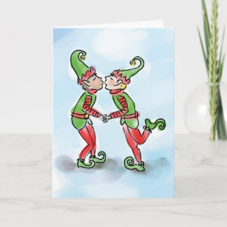 Helgdag Elves Kissing Helgkort