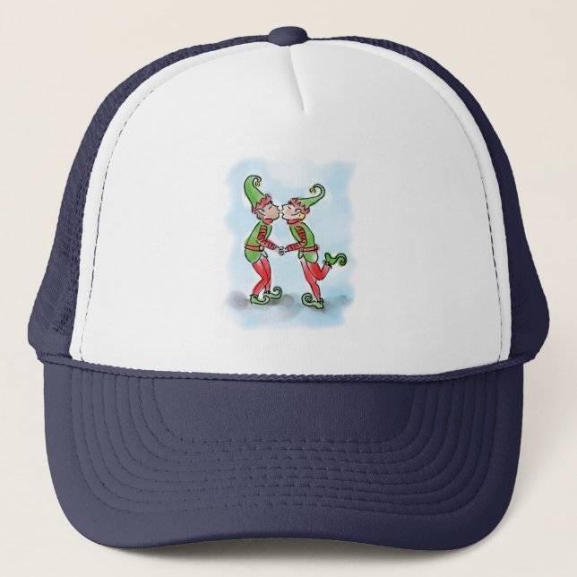 Helgdag Elves Kissing Truckerkeps (Framsida)