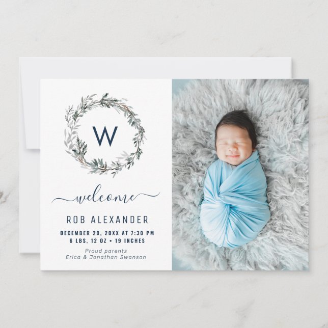 helgdag Embarogram för utandningsmonogram Julkort (Framsida)