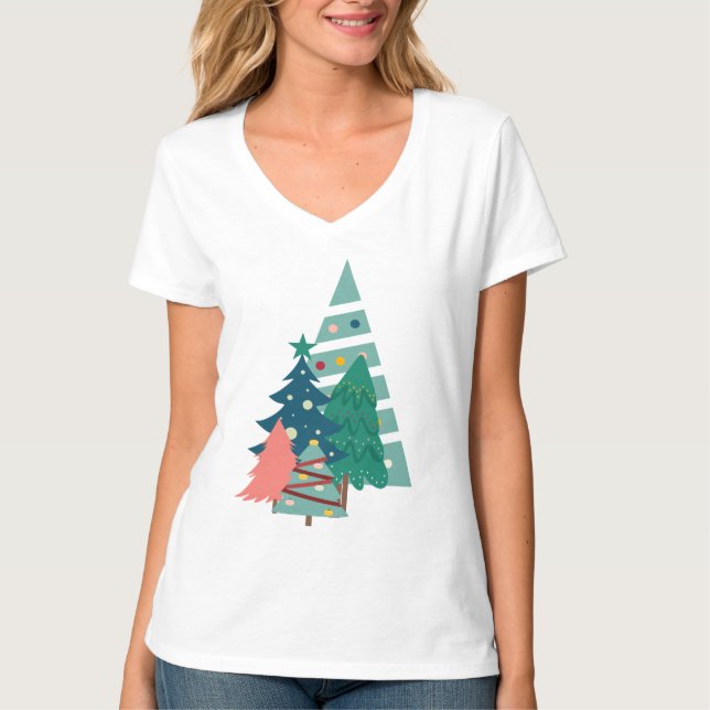Helgdag Evergreens design T Shirt (Framsida)
