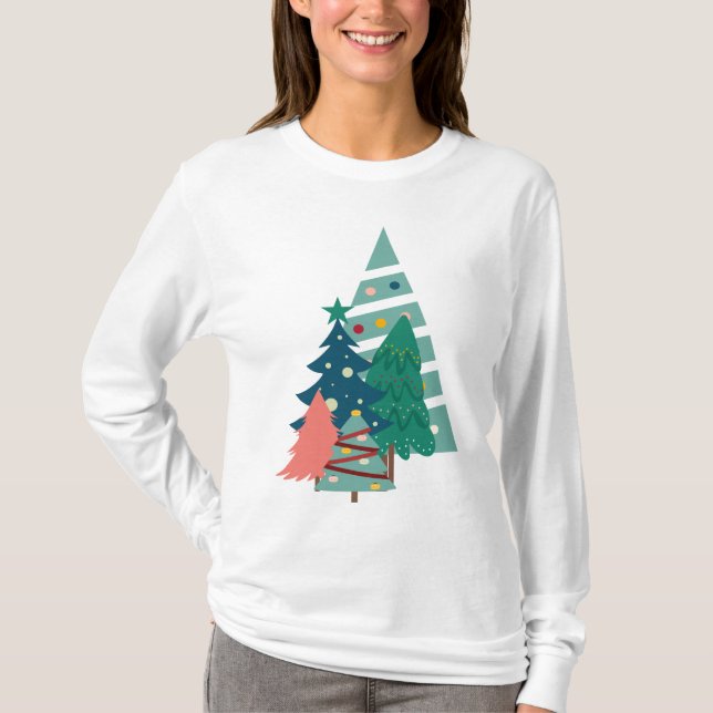 Helgdag Evergreens design T Shirt (Framsida)