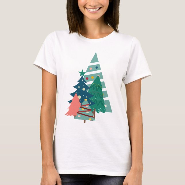 Helgdag Evergreens design T Shirt (Framsida)