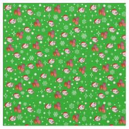 Helgdag Fabric Grönt Kattunge i Cute jul Tyg