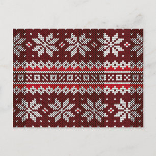 Helgdag Fair Isle Sticka Mönster Helg Vykort