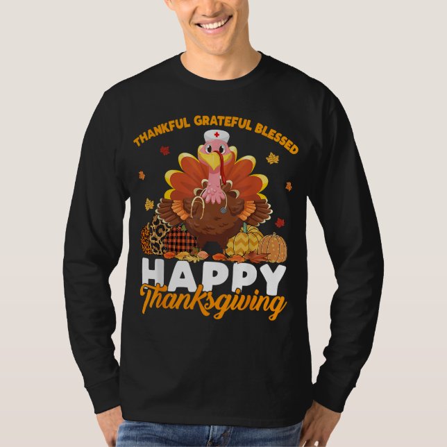 Helgdag Fall Nursin, Turkiet Nurse Life Thanksgivi T Shirt (Framsida)