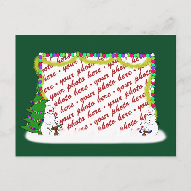 Helgdag-familjen Snögubbe Foto Ram Helg Vykort (Framsida)